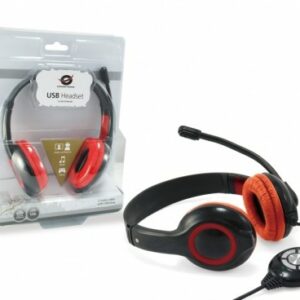 Conceptronic CCHATSTARU2R cuffia e auricolare Cablato A Padiglione Musica e Chiamate USB tipo A Rosso