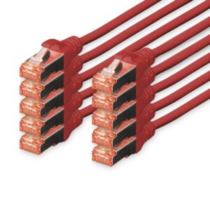 Confezione 10 Cavi Cat 6 Schermati S/Ftp Mt 2 Colore Rosso Digitus