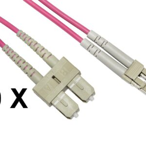 Confezione 10 Cavi Fibra Ottica Lc A Sc Multimode Duplex Om4 Guaina 2 Mm 50/125 Mt.1