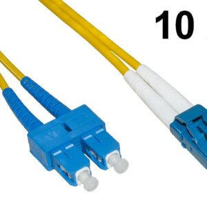 Confezione 10 Cavi Fibra Ottica Lc A Sc Singlemode Duplex Os2 Guaina 2 Mm 50/125 Mt.2