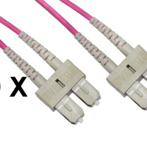 Confezione 10 Cavi Fibra Ottica Sc A Sc Multimode Duplex Om4 Guaina 2 Mm 50/125 Mt.1