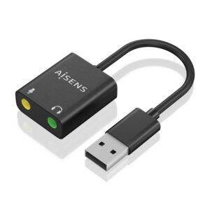 Convertitore audio da USB-A a Aisens 48KHz - USB-A/M-2xJACK 3.5/H - 10 cm - Colore nero