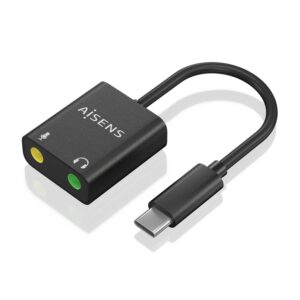 Convertitore audio da USB-C a Aisens 48KHz - USB-C/M-2xJACK 3.5/H - 10 cm - Colore nero