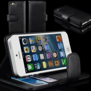 Cover custodia in pelle per iPhone5 con spazio carte di credito iPhone 5 Nera