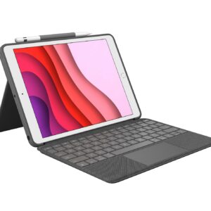 Custodia Logitech Combo Touch con tastiera wireless retroilluminata per iPad 7a e 8a generazione 10.2 - Trackpad - Scrittura, visualizzazione, disegno e lettura - Colore grigio