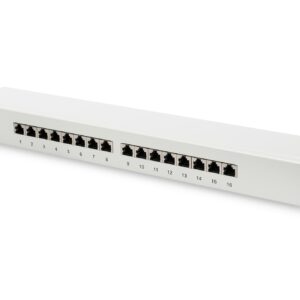 Digitus Pannello Patch 19" Schermato 16 Porte 8 Poli Rj45 Per Reti Categoria 6 - 1 Unita Grigio