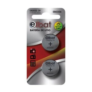 Elbat Confezione da 2 batterie a bottone al litio CR2032 3V