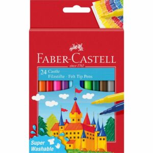 Faber-Castell Castle Confezione da 24 pennarelli - Inchiostro lavabile a base d'acqua - Colori assortiti