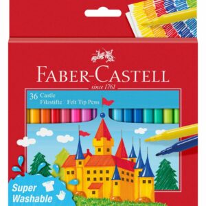 Faber-Castell Castle Confezione da 36 pennarelli - Inchiostro lavabile a base d'acqua - Colori assortiti