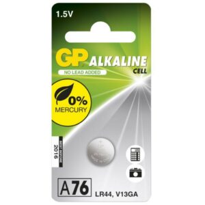 GP Battery Batteria Super Alcalina a Bottone 1,5V A76 / LR44 / LR1154 / AG13 (Blister 1 Pezzo)