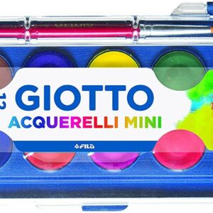 Giotto Confezione da 12 Mini Acquerelli 23mm. - Colori Luminosi - Evita la dispersione dell acqua