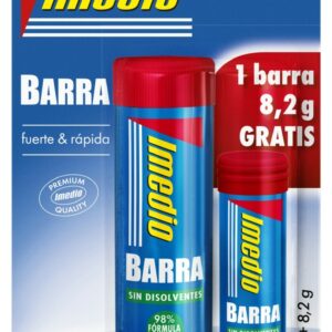 Imedio Confezione da 2 Colla Stick da 1x 40gr + 1x 8,2gr - Senza Solventi - Lavabile - Adatta per Uso Scolastico