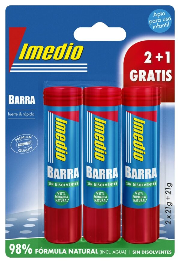 Imedio Confezione da 3 Colla Stick da 21g - Senza Solventi - Lavabile - Adatta per Uso Scolastico