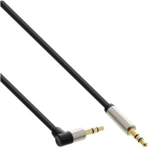 InLine Cavo audio Slim da spina Jack 3,5mm a spina Jack 3,5mm, angolato, Stereo, dorato, nero, 0,5m