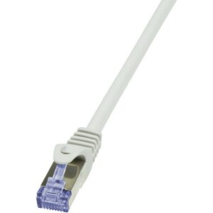 LogiLink CQ3062S RJ45 Cavo di rete, cavo patch CAT 6A S/FTP 3.00 m Grigio Ritardante di fiamma, con protezione 1 pz.