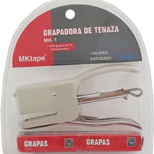 MKtape MK1 Mini Pliers Pinzatrice Confezione + 1000 Punti N. 10 - Fino a 12 Fogli - Colore Bianco