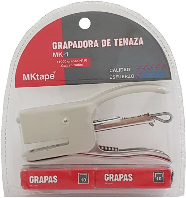 MKtape MK1 Mini Pliers Pinzatrice Confezione + 1000 Punti N. 10 - Fino a 12 Fogli - Colore Bianco