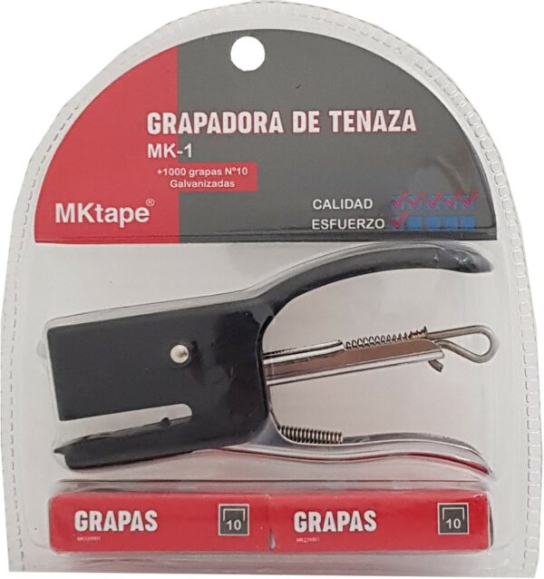 MKtape MK1 Mini Pliers Pinzatrice Confezione + 1000 Punti N. 10 - Fino a 12 Fogli - Colore Nero