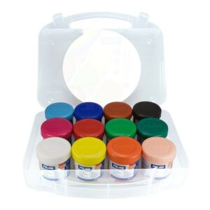 Milan Confezione da 12 Bottiglie Tempere 40ml + 1 Pennello Serie 101 - Asciugatura Rapida - Miscelabile - Colori Assortiti