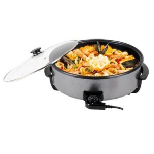 Muvip Pizza Pan Paella Maker 1500W - Piastra Antiaderente - Coperchio in Vetro - Termostato Removibile con Regolatore di Temperatura