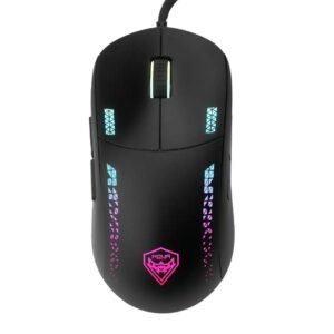 Noua Mouse Gaming Loop Cavo Usb Nero E Grafiche Rosa/Azzurro 9 Pulsanti