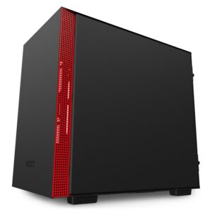 Nzxt Case H210 Mid Tower Atx Matte Black/Red, Window, 2 Slot Espansione 2,5/3,5, 2X120 Fan Front, 1X120 Fan Rear