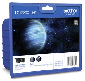 ORIGINALE Brother Multipack nero LC-1280XL-BK LC1280XLBKBP2DR 2 cartucce d'inchiostro LC-1280XLBK