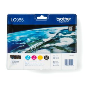 ORIGINALE Brother Multipack nero / ciano / magenta / giallo LC-985 LC985VALBPDR 4 cartucce d'inchiostro LC-985: Bk+C+M+Y