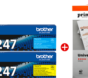 ORIGINALE Brother Value Pack nero / ciano / magenta / giallo TN-247 MCVP 01 + Prindo Universal Papier 2500 Blatt 9900 pagine