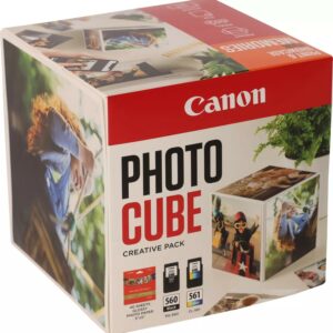 ORIGINALE Canon Value Pack nero / differenti colori PG-560+CL-561 Photo Cube Creative Pack + 13x13 cm Fotopapier 40 fogli 360 pagine