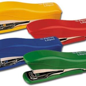 Petrus 200 Liliput Stapler + 1 Staple Box 23/6-200 - Fino a 12 fogli - Graffette 23/6 - Pinzatura e chiodatura chiusa - Colori assortiti