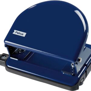 Petrus 52 Classic Metal Punch - Fino a 20 fogli - Segni di formato - Svuotamento facile - Punzoni da 5,5 mm - Colore blu