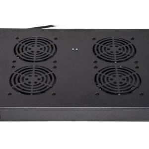 Ripiano Per Armadi Rack19 Con 4 Ventole Nero 4 Agganci 483X330X44Mm Con Termostato