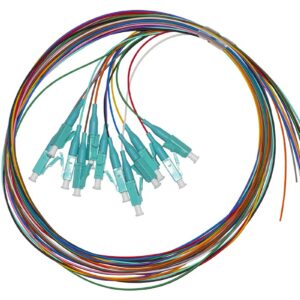 SET 12 CAVI PIGTAIL FIBRA OTTICA COLORATI CONNETTORI LC OM3 SIMPLEX 1 MT