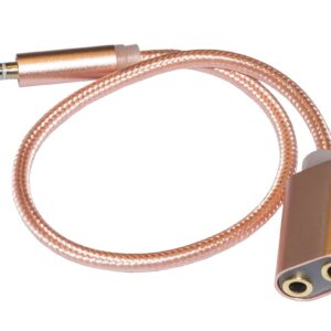 *Sdoppiatore Audio Jack 3,5 Mm Maschio A 2 Femmine 35 Cm Guaina Intrecciata Colore Rosa