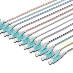 Set 12 Cavi Pigtail Fibra Ottica Colorati Connettori Lc Om3 50/125 Upc Simplex