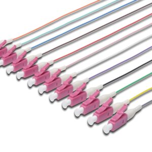 Set 12 Cavi Pigtail Fibra Ottica Colorati Connettori Lc Om4 50/125 Upc Simplex