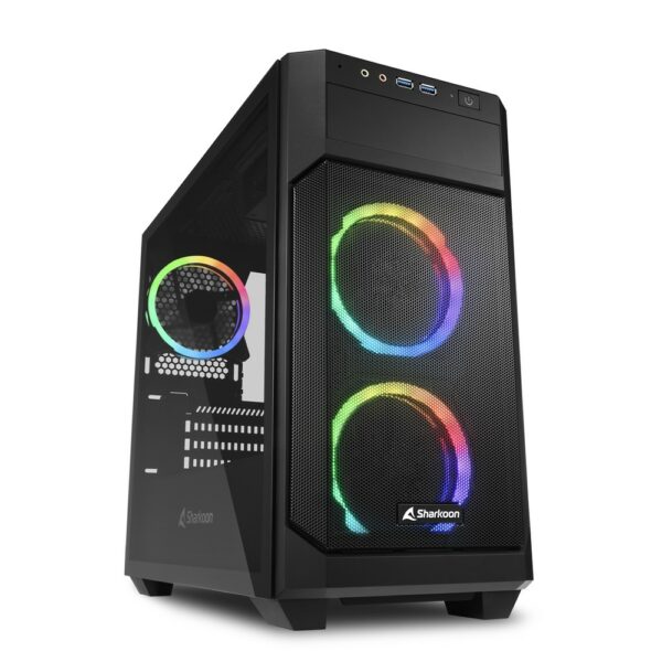 Sharkoon Case Micro-Atx 2Xusb 3.0, Vetro Temperato, 2X120Mm Fan Front, 1X120Mm Fan Rear, 4 Slot Espa