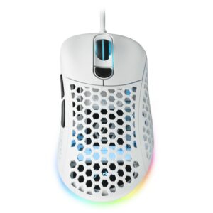 Sharkoon Mouse Gaming Light2-200, Black, 16000 Dpi Max, Rgb, 6 Tasti, Usb 1.8Mt, Bianco