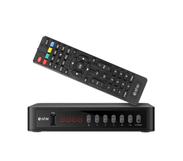 Sintonizzatore TDT digitale E-Star - Supporta la configurazione della larghezza di banda del canale 7/8 MHz - Commutazione automatica PAL e NTSC - Lingue multiple - HDMI, USB, RJ-45