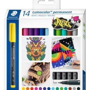 Staedtler Confezione da 14 pennarelli indelebili - Linea 0,6 mm - Resistente alle sbavature e all acqua - Asciugatura rapida - Colori assortiti