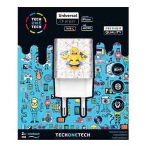 TechOneTech Emojitech Smile Caricabatterie da rete Dual USB-A