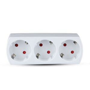 V-TAC Adattatore Multipresa con 3 Prese Frontali 10A 2P + Schuko con Spina Schuko Colore Bianco