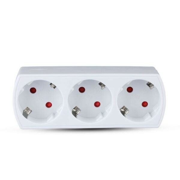 V-TAC Adattatore Multipresa con 3 Prese Frontali 10A 2P + Schuko con Spina Schuko Colore Bianco