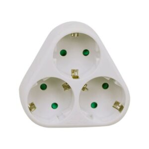 V-TAC Adattatore Multipresa con 3 Prese Frontali Disposte a Piramide 10A 2P + Schuko con Spina Schuko Colore Bianco