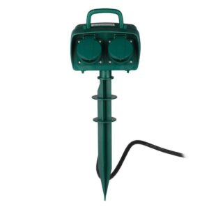 V-TAC Presa da Giardino con Cavo 3m 4 Prese 16A con Copertura Colore Verde IP44