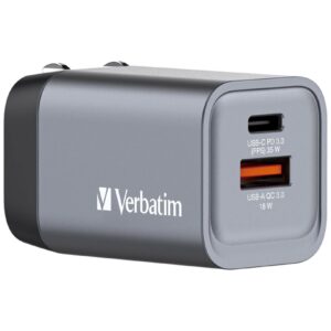 Verbatim Caricatore Da Parete Gnc-35 Gan Charger 2 Port 35W Usb A/C (Eu/Uk/Us)