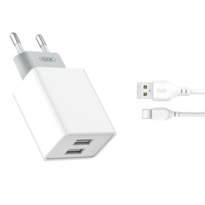 XO L65 Pack Caricabatterie 2x USB + 1 m di cavo da USB-A a USB-C