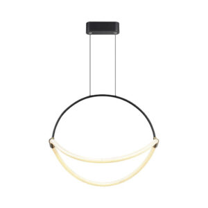 16W Modern LED Pendant Chandelier with an Elegant and Minimalist Design 500x160x1700mm Matt Black Color 3000K