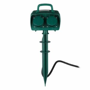 2 Ways Garden Spike Socket with Mechanical Timer 3G 1.5mm*3m IP44 Green